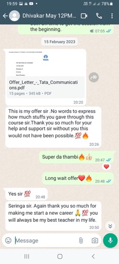 Learner placement message