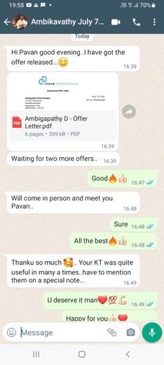 Learner placement message