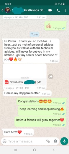 Learner placement message