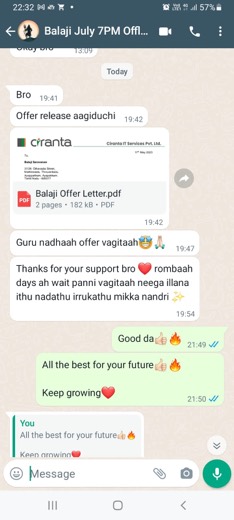 Learner placement message